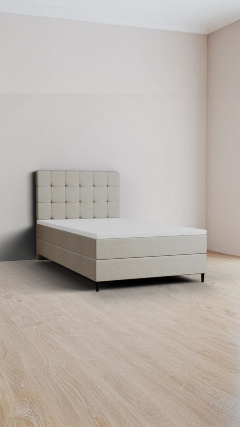 Taupe enkelt boxmadrasseng 120x200 cm