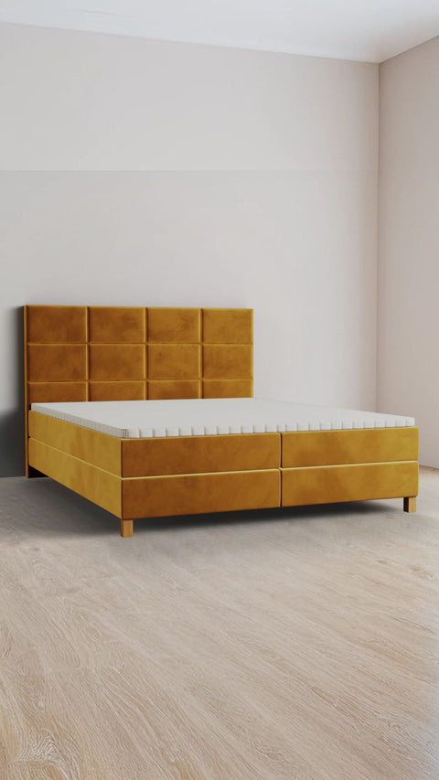 Gul dobbelt boxmadrasseng 180x200 cm