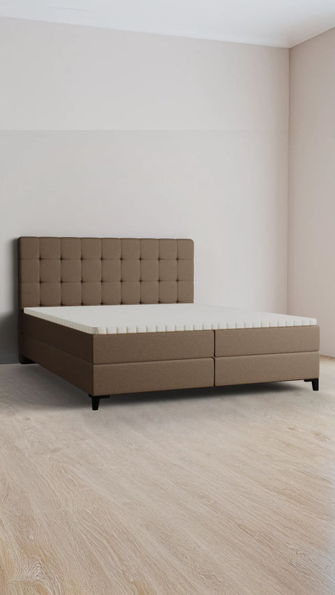 Taupe dobbelt boxmadrasseng 200x200 cm