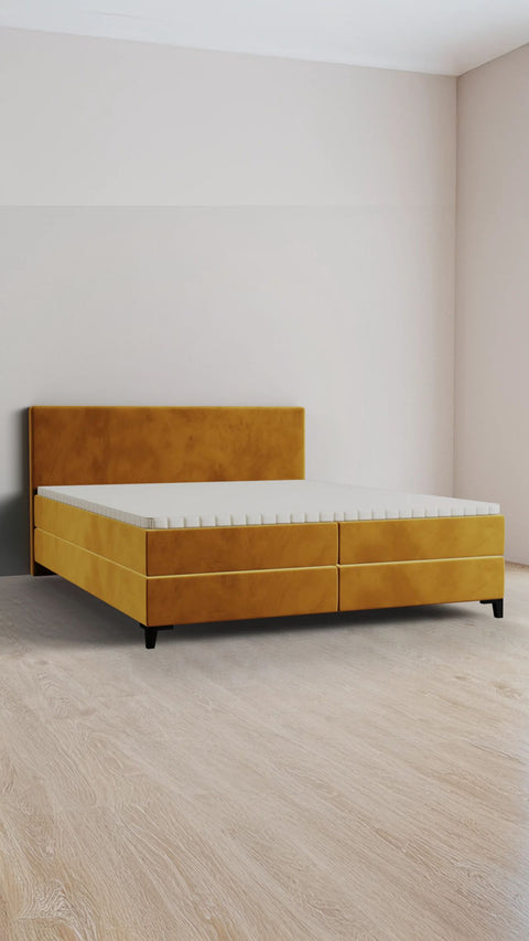 Gul dobbelt boxmadrasseng 160x200 cm