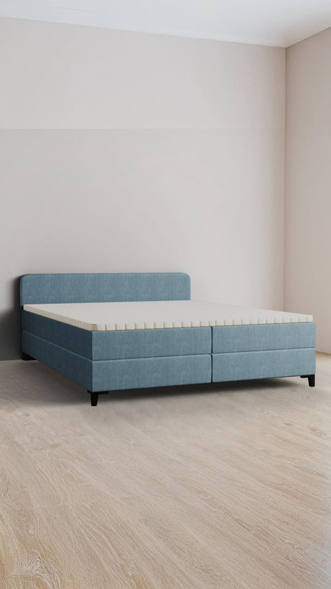 Blå dobbelt boxmadrasseng 180x200 cm