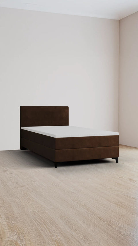 Brun enkelt boxmadrasseng 140x200 cm