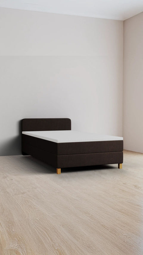 Brun enkelt boxmadrasseng 140x200 cm