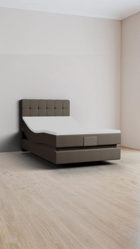 Brun enkelt boxmadras 90x200 cm