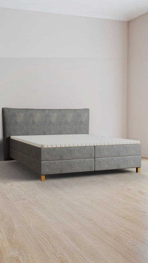 Grå dobbelt boxmadrasseng 180x200 cm