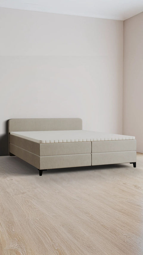 Beige familie boxmadrasseng 280x200 cm
