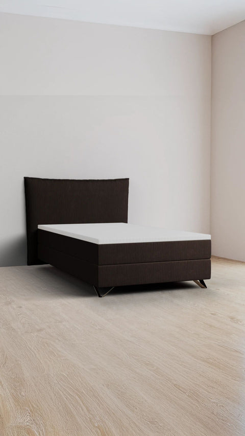 Brun enkelt boxmadrasseng 120x200 cm