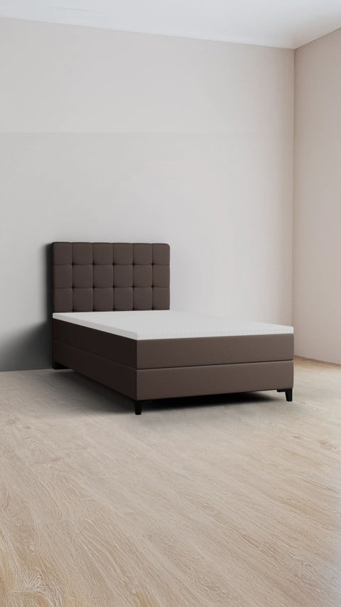 Taupe enkelt boxmadrasseng 140x200 cm