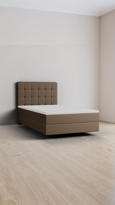 Lysebrun enkelt boxmadrasseng 90x200 cm